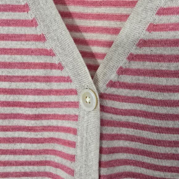 Talbots Cardigan Italian Wool Pink Stripes Button Lightweight Size XL - Picture 3 of 8